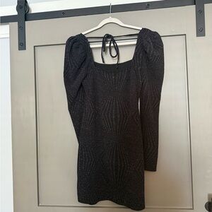 Francesca's Trixxi Shimmering Black Long Sleeve Dress